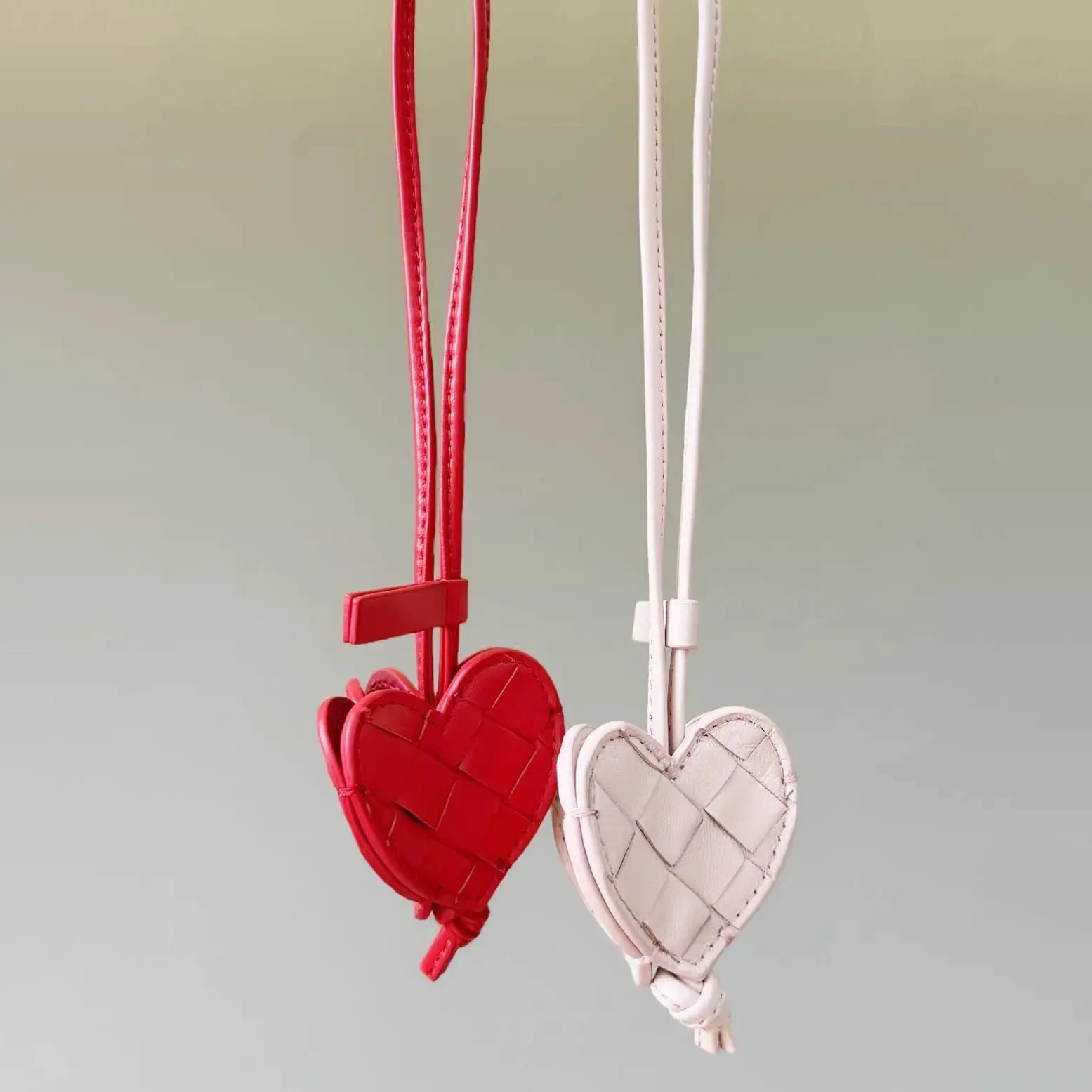 Leather Heart Keychain Pendant, Small Cute Charm for Bag Purse Backpack, Mini Love Keyring Gift for Women