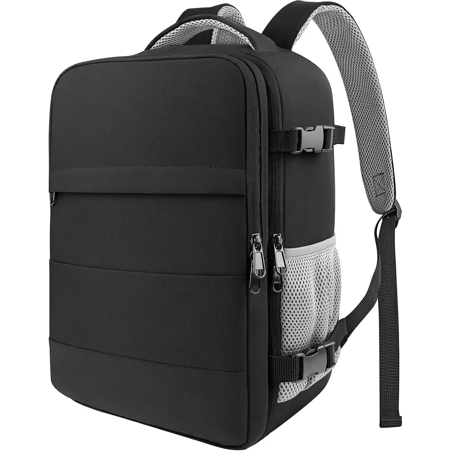 Travel Backpack - Flight Approved Travel Bag for Men and Women, Carry on Luggage for 15.6" Laptop and Travel Essentials for Work, Business, Weekender, College 11.8"x7.9"x17.3" (Black)