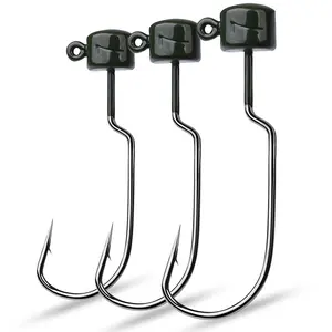 25pcs Ned Rig Jig Heads Hook, Weedless Jig Head Fishing Hooks 1/8 3/16 1/4 oz, Wide Gap Hook for Lures Fishing Bass Trout Walleye