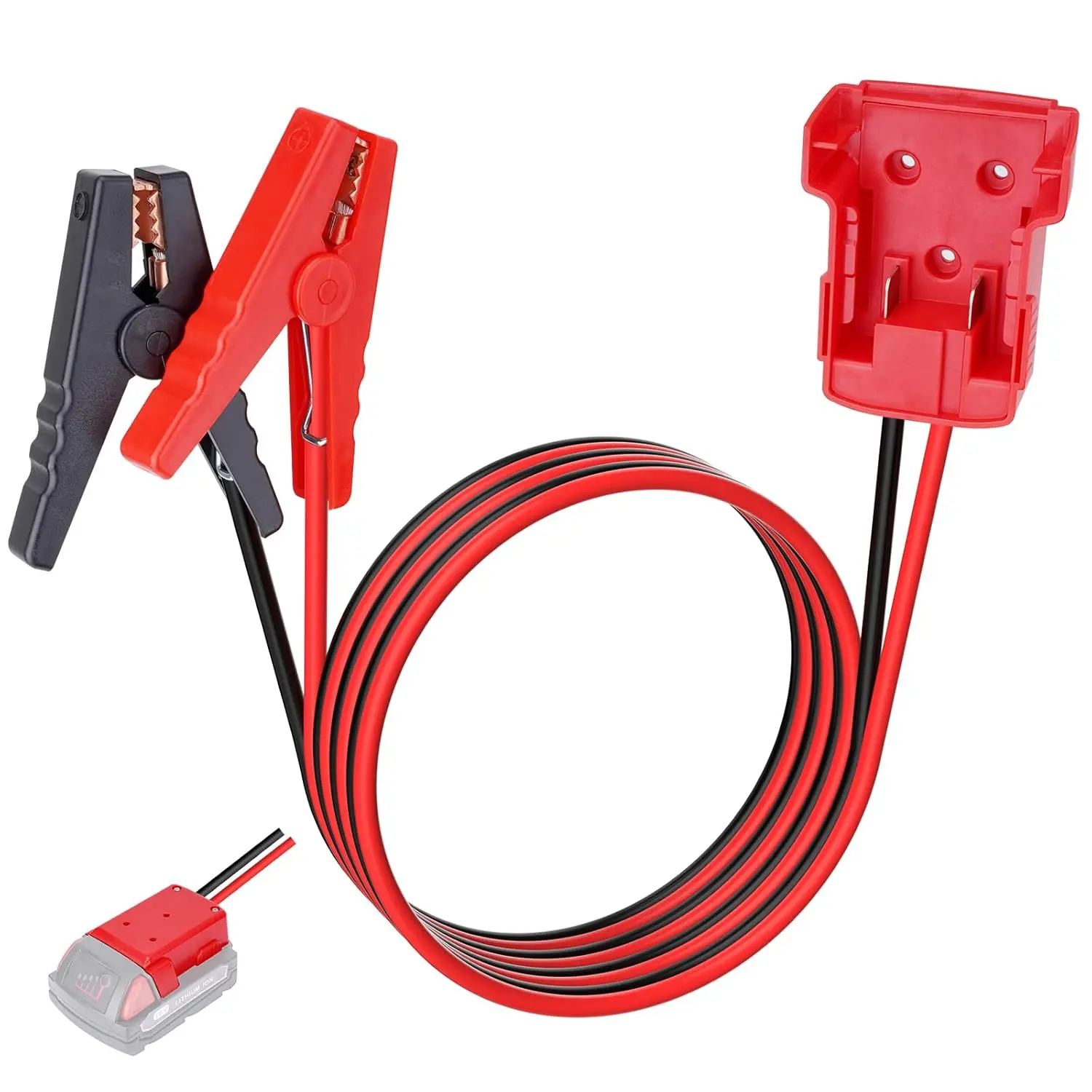 Automotive Booster Cable Set, Milwaukee M18 18V Battery Compatible, High-Quality 8AWG Silicone Wire, 6ft Alligator Clips, Emergency Jump Starter for Cars, Boats, Motorcycles, Road Trips