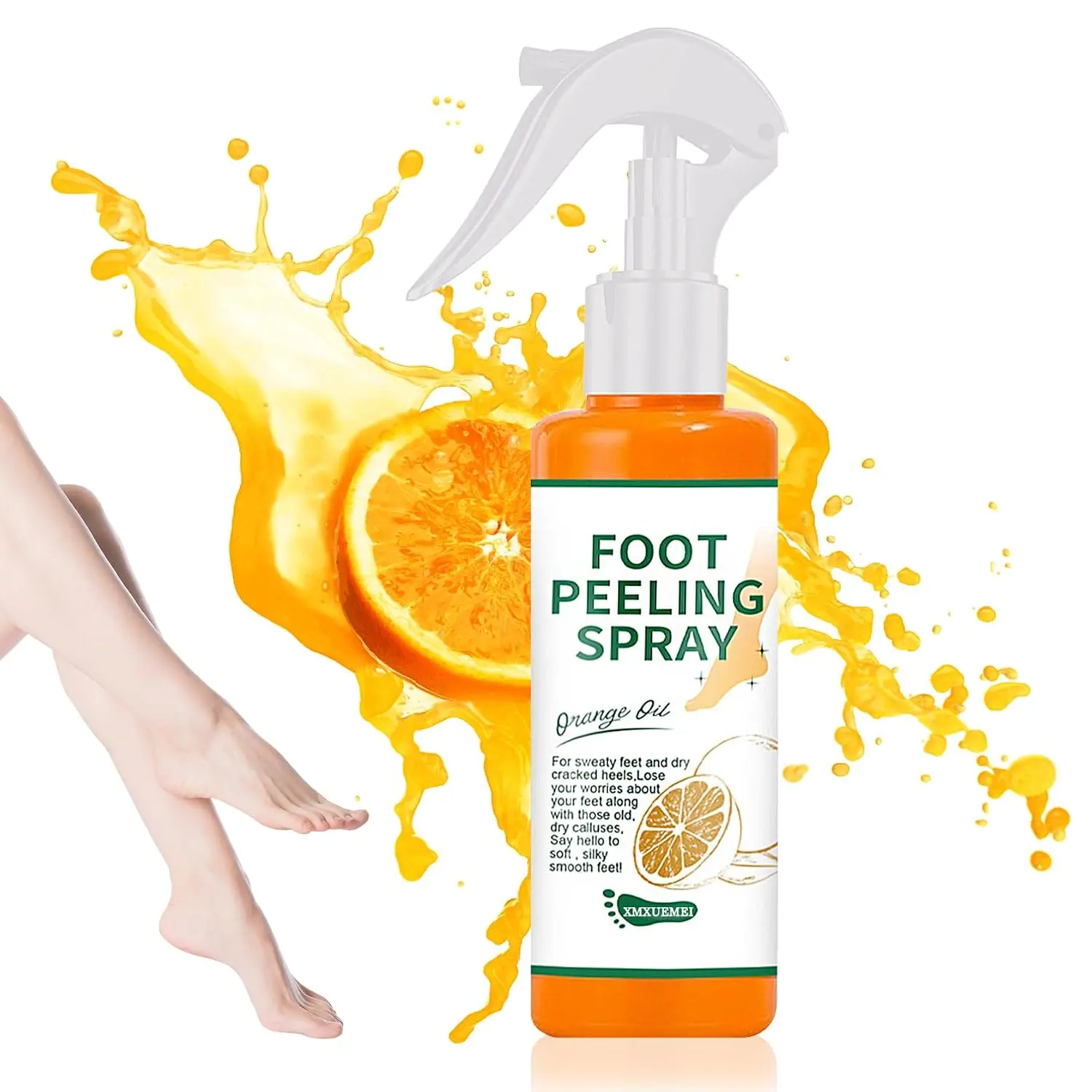 Foot Peeling Spray Oil,Moisturizing Nourishing Foot Exfoliating Peeling Spray,Instantly Hydrating Gently Foot Peel Off Spray for Removing Dead Skin & Calluses(Orange)
