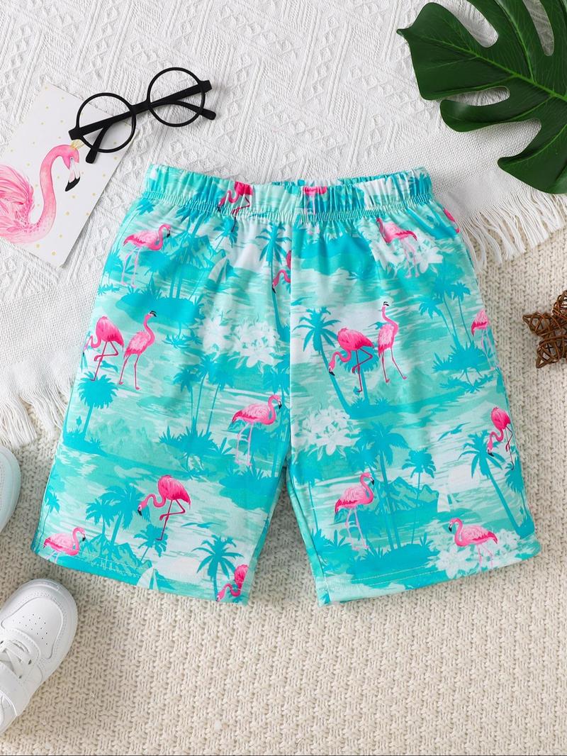 Boy's Ethnic Pattern Shorts, Casual Elastic Waist Beach Shorts for Summer, Kids Bottoms for Daily Wear