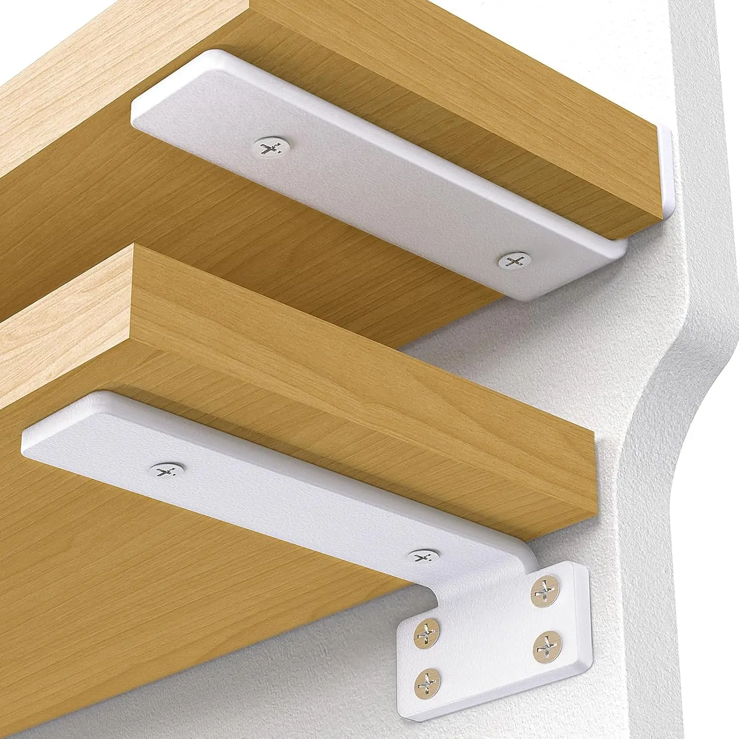 Bracket, Floating Shelf Bracket 6 Inch, 6 Pack Heavy Duty Shelf Brackets, Metal Wall Shelf Brackets with 1/5 Inch Thick and Holds 160+lb, Brackets for Wood Shelves, White