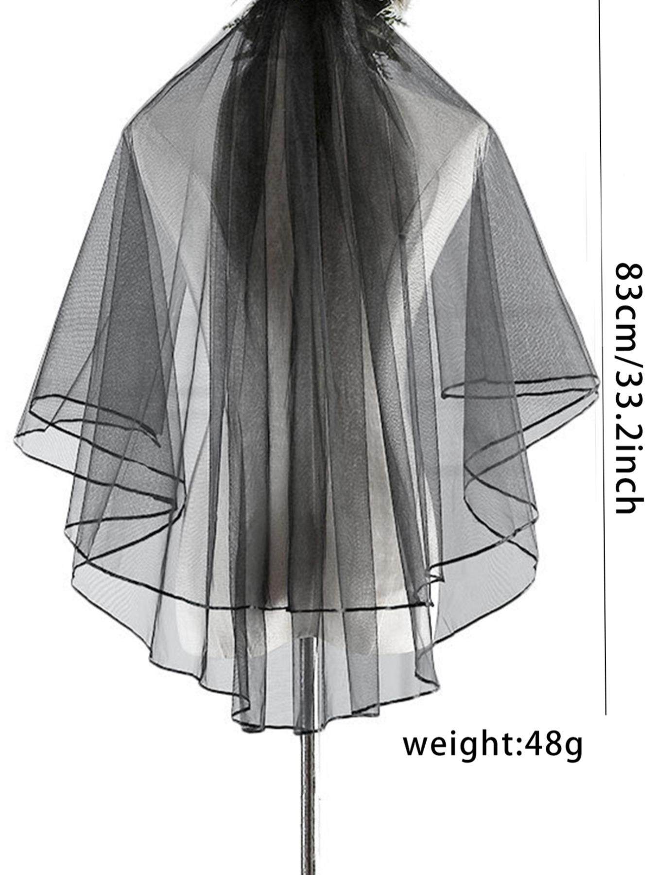 Women's Gothic Style Bat Wing Design Veil, Fashionable Two Layer Mesh Veil for Wedding Bridal Party Formal Occasions, Elegant Wedding Accessories