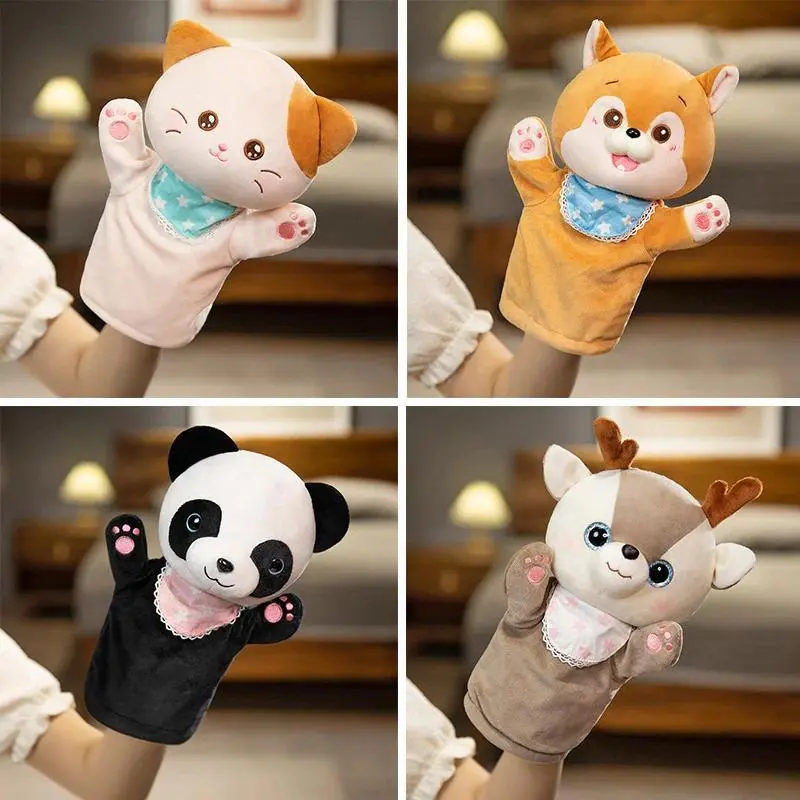 Horse Panda Plush Hand Puppet - Soft Unisex Educational Toy for Kids, Stress Relief Classic Novelty Stuffed Doll, Animal Simulator Gift