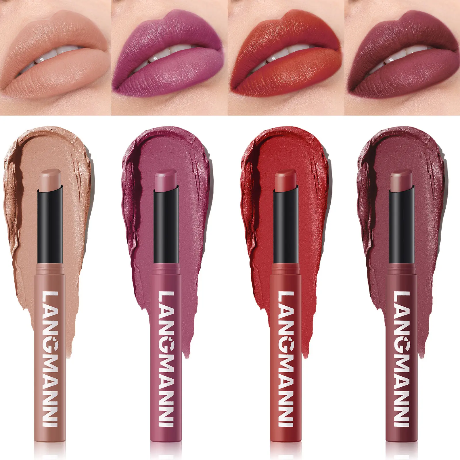 Rotatable Slanted Tip Matte Lipstick Liner Single Stick, Smooth Velvet Matte Lip Pencil, All Day Wear Non Fade Daily Lip Cosmetic summer gloss collection