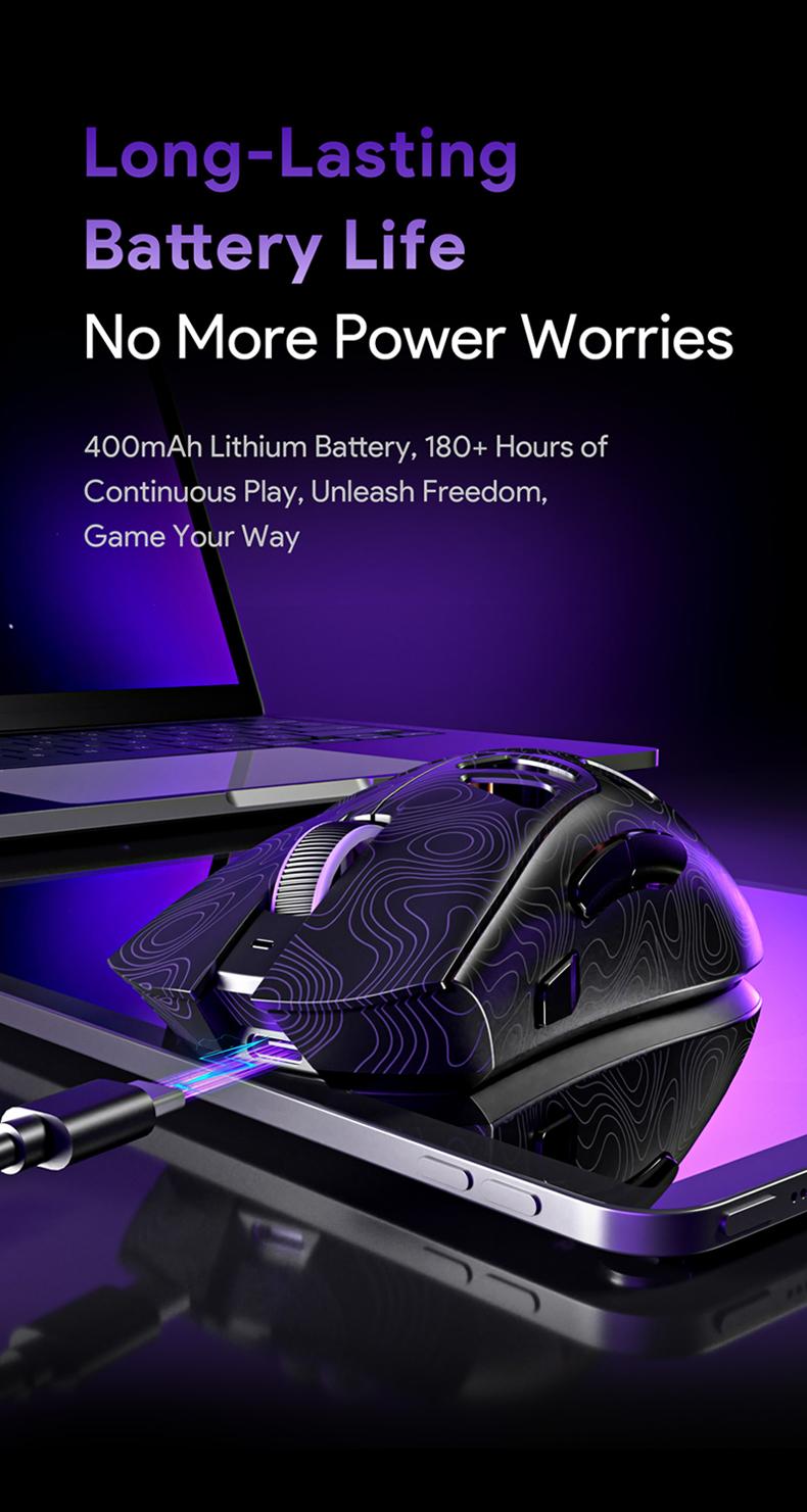 G11 Skeleton Wireless Gaming Mouse PAW3311 RGB Glow Tri-mode Bluetooth Transparent Shell Fast Response Rechargeable FPS Mouse Tiktokshop Lightweight, Gaming with Side Button, Hollowed-out design, White/ Black for Laptop