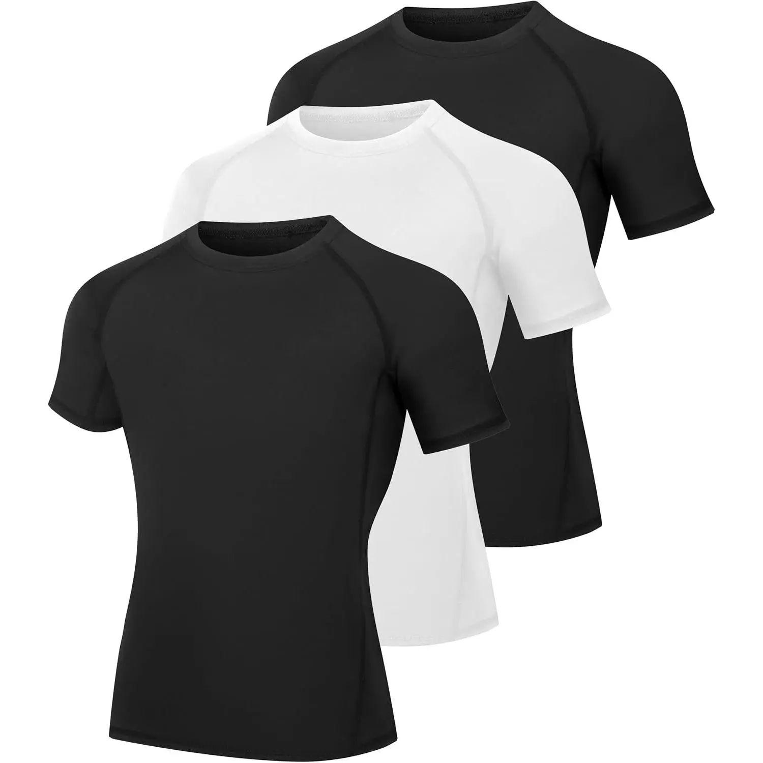 3-Pack Youth Boys' Compression Shirts Short Sleeve for Sports - Quick-Dry, Stretchy, Lightweight, Breathable Athletic T-Shirt, Kids Baselayer Undershirt for Basketball, Soccer, BaseballGift