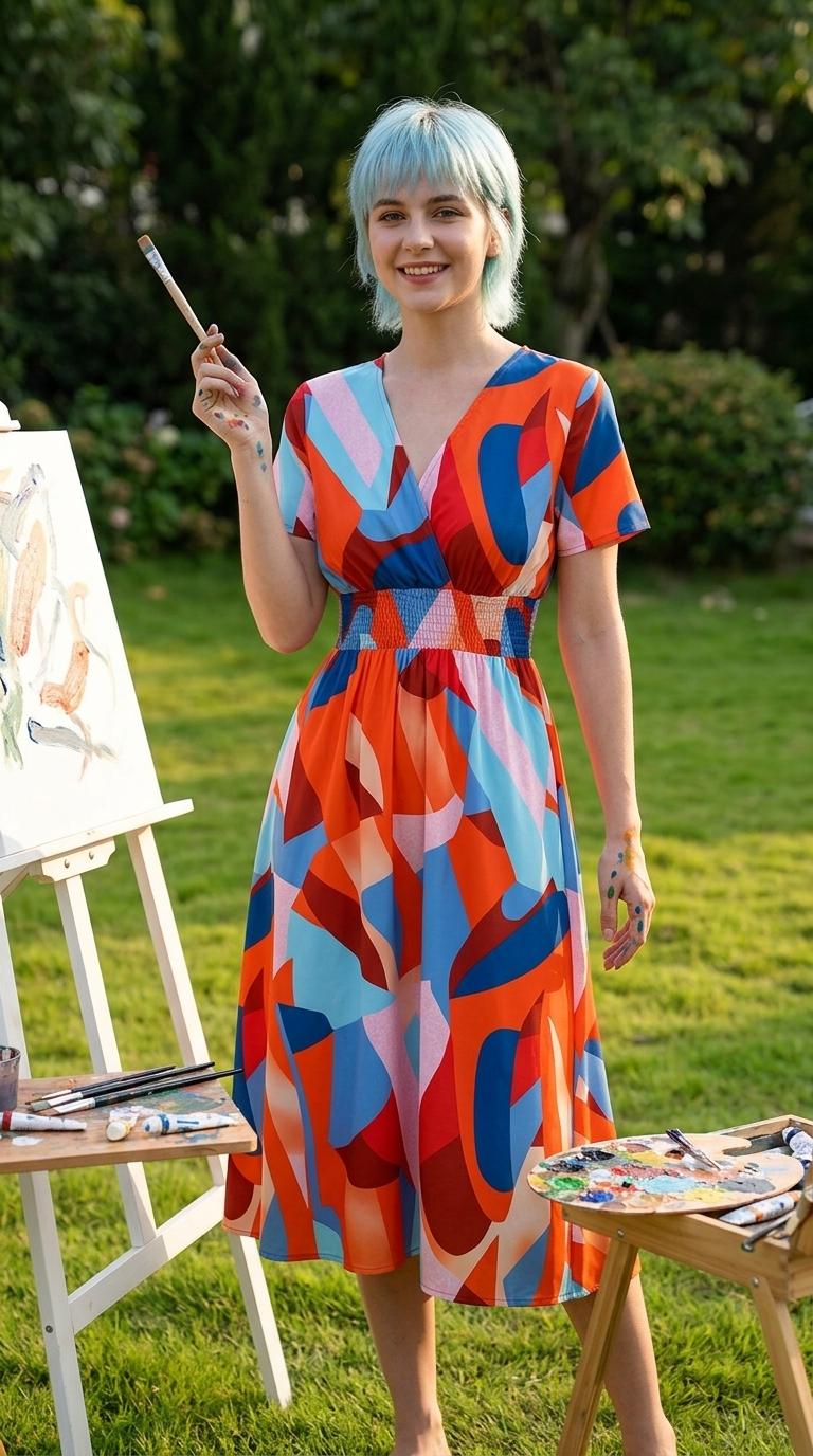 The Coralia Dress |       Midnight Mushroom Medley Summer Floral Print Short Sleeve Dress