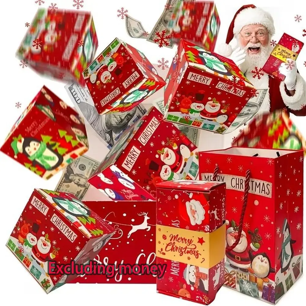 Christmas Surprise Explosion Box, DIY Bounce Cash Storage, Holiday Foldable Gift Container, Creative Christmas Party Gifts (16 Boxes)