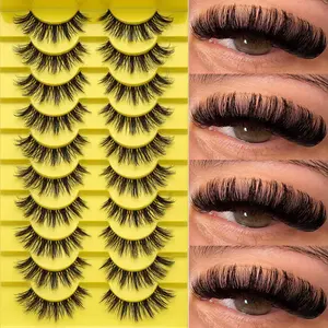 Natural Look 3D Volume False Eyelashes, Soft Cross Thin Lash Extensions, Reusable Anime Style False Lashes, Perfect for Parties and Travel