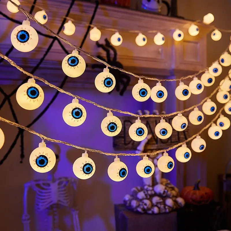 1 Pack Halloween Eyeball String Lights, IP44 Waterproof Dimmable LED Hanging Lights with 20 Plastic Eyeballs, Spooky Party Decor Lights for Indoor Outdoor Room, Yard, Haunted House & Theme Park Decoration