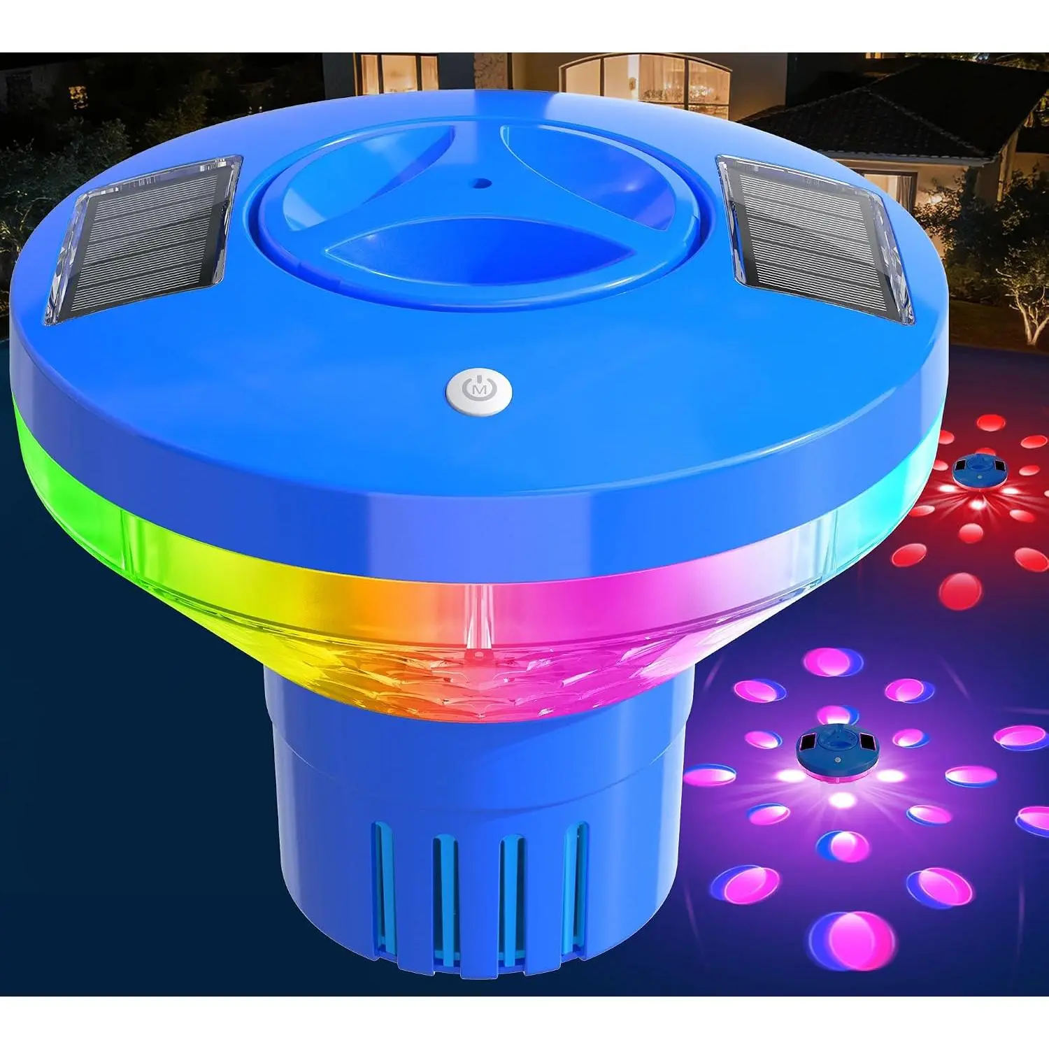 2026 New Pool Chlorine Floater, Large Capacity Chlorine Floaters for 5 * 3'' Chlorine Tabs, Solar Chlorine Floater w/Light, Adjustable Floating Chlorine Dispenser for Pool, Hot Tub, Blue