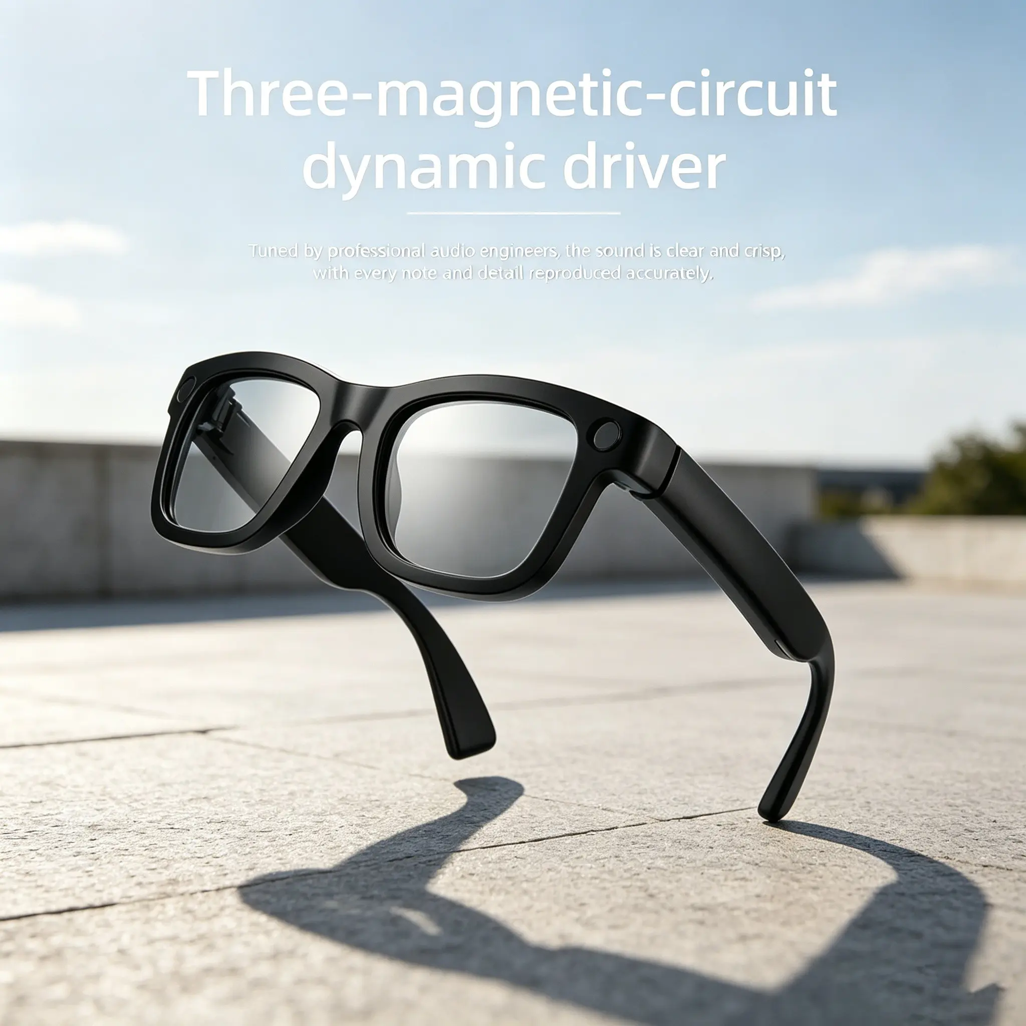 T100 Upgrade Smart Ai Glasses, Wearable Smart Glasses, 1080P HD Photo Video, Bluetooth-compatible Wireless Earphones, Ai Translation, 220mah, Unisex, Outdoor Driving, Wireless Audio Glasses