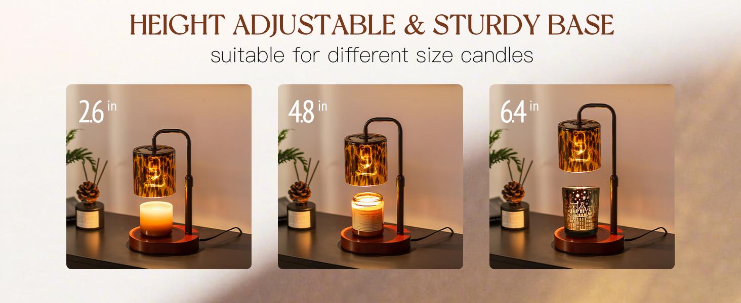 Tortoise Shell Home Decor: Black Candle Warmer Lamp with Timer Vintage Leopard Lamp with 2 Bulbs Height Adjustable Candle Warmer Dimmable Christmas Gift for Women