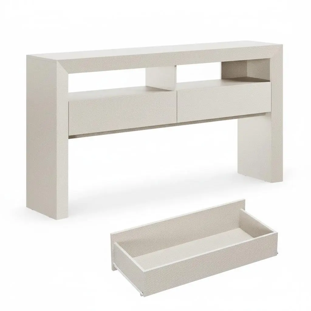 Beveled Edge Console Table with Storage Drawers Birch Wood Accent Entryway Sofa Table Hallway Desk