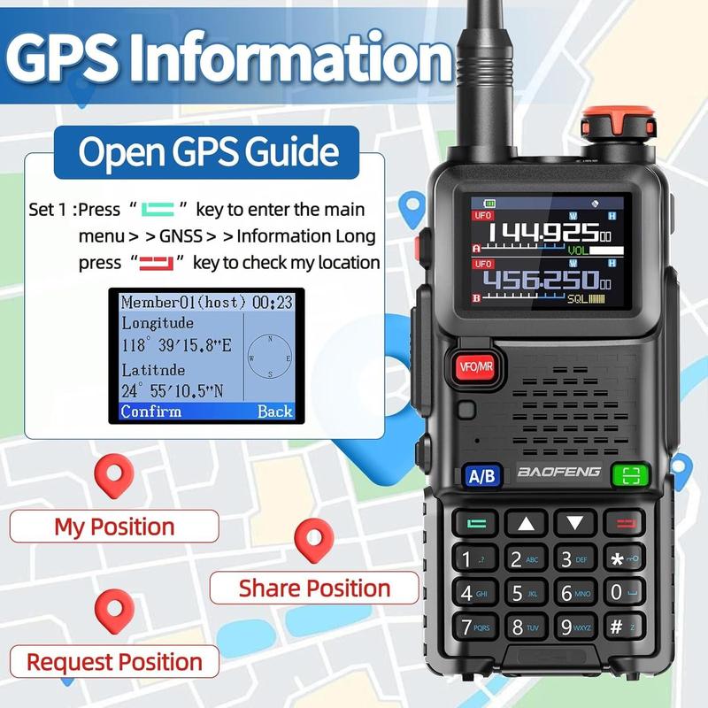 Baofeng 5RH PRO Radio, GPS 10W Multi-band Ham Radio, Handheld Long ...