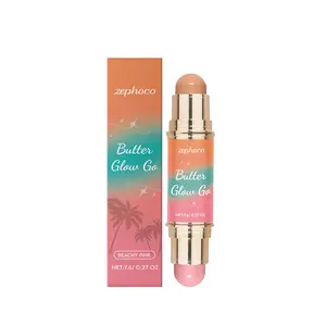 Zephoco Multi-Use Contour Stick (Light Brown + Light Pink) – Dual-Ended Contour & Blush, Soft Matte Finish, Long-Wearing, Portable for Touch-Ups