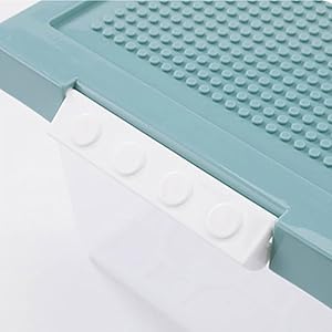 Plastic Storage Bins with Lids - 1 Set Stackable Arts Crafts Organizer Box with Removable Divided Tray &Compatible Building Baseplate,Toy Chest Containers for Bricks -White(14.37"x9.64"x6.69")