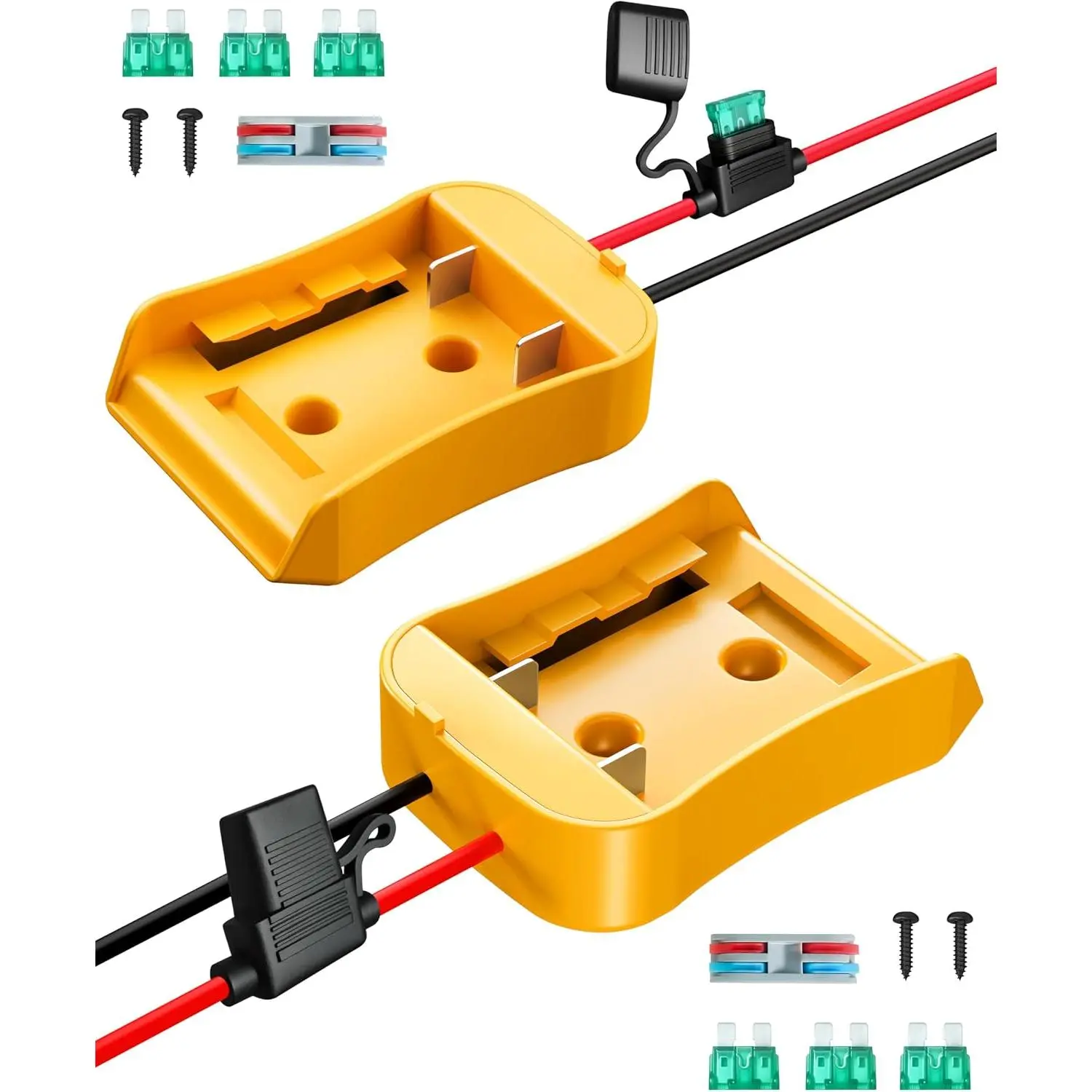 2-Pack 20V Dewalt Battery Adapter, Power Wheels Battery Conversion Upgrade Kit with 30A High Current Fuse, 12AWG Wires, Wire Terminals for DIY RC Car Toys, Robotics