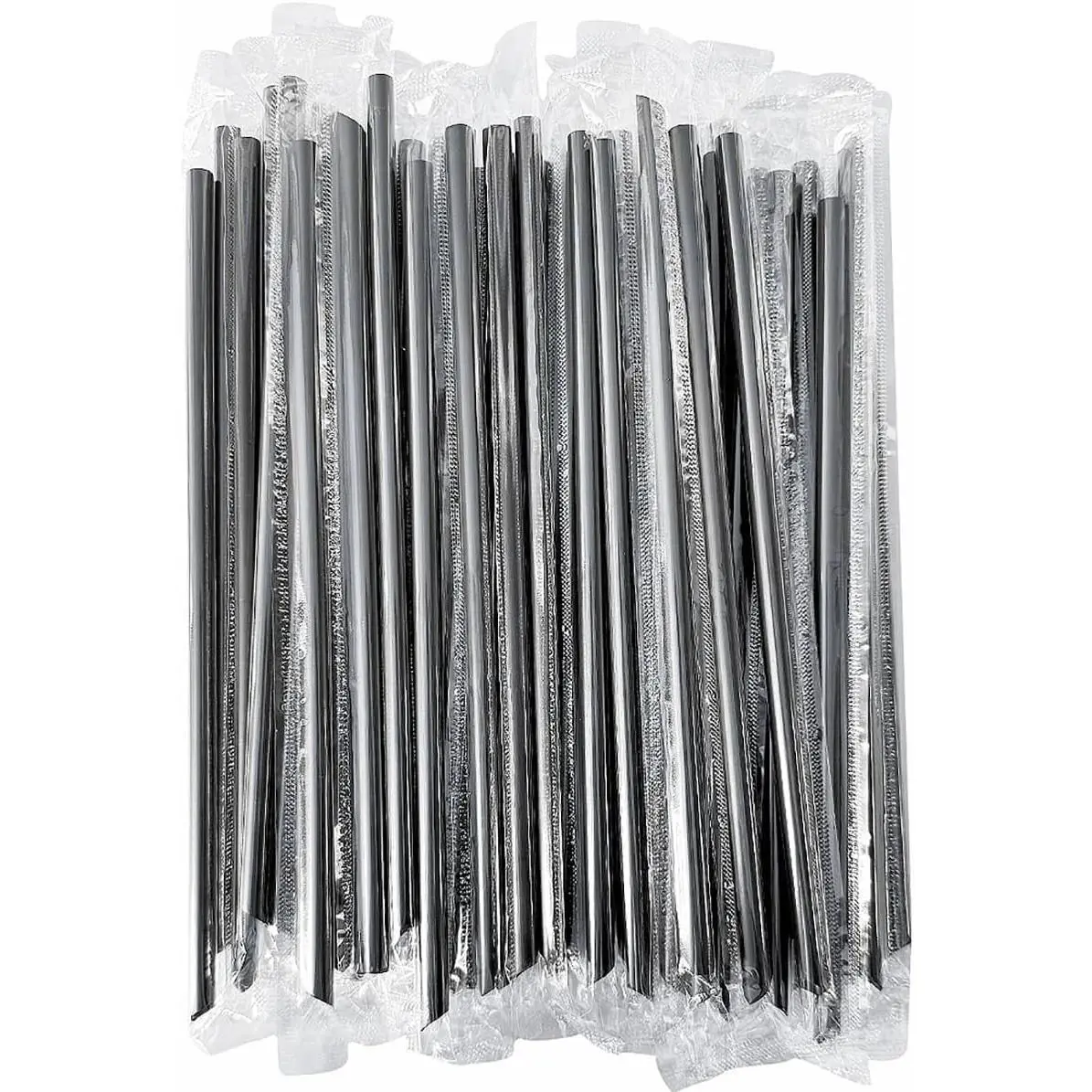 Straws [200 Count] 7.48inch Black Straws Cocktail Straws Disposable Plastic Drinking Milk Straws, Individually Wrapped, Sharp Pointed Tip