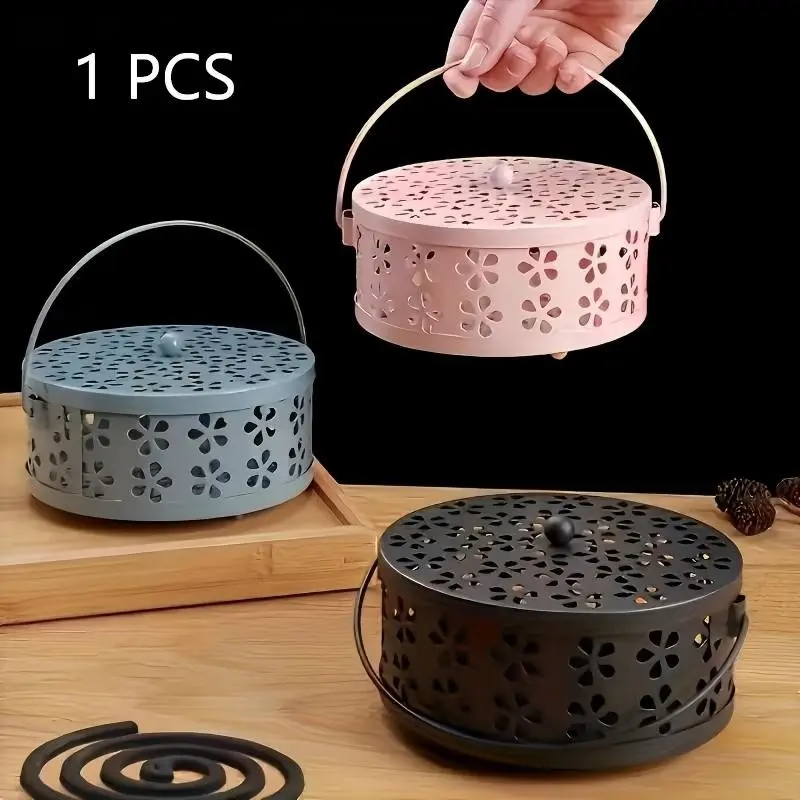 Heat-Resistant High Temperature Mosquito Coil Holder, Large Stainless Steel Mosquito Coil Stand, Decorative Flower Cutout Design, Ideal for Bedroom, Garden, Outdoor, Camping