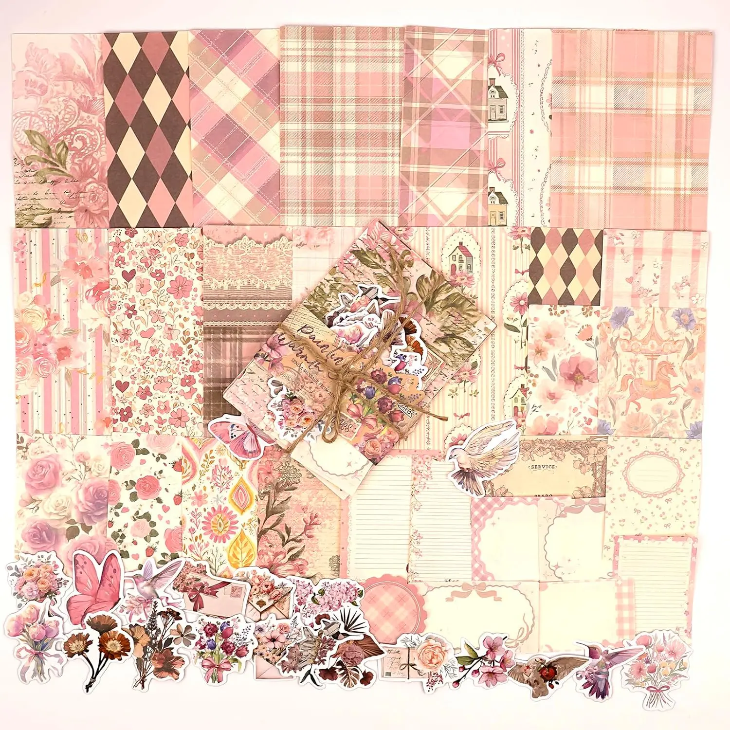Scrapbook Supplies Kit – 100 count  Cottagecore Floral Scrapbook Paper & Stickers, 4 Sizes Pastoral Scrapbooking Supplies for Journaling, Card Making & DIY Gifts ()