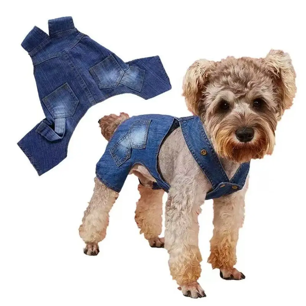 Pet Harness Pants, Puppy Harness, Soft Denim Dog Clothes, Four-Legged Bodysuit, All-Season Apparel, Suitable for Small to Medium Dogs