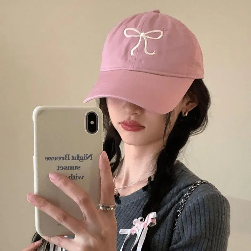 Women's Beige Cap with Wide Brim - Korean Style Embroidered Headwear, Durable Face-Slimming Design with Custom Fit, Sun Protection Hat, Hair Bonnet, Outfits, Adjustable
