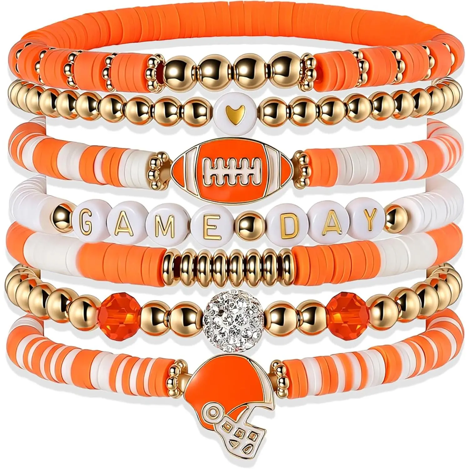 Sporty Chic Bracelets for Women  Blue White  Stretch Heishi Clay Beaded Bracelets Stylish Stackable Bangles for  Days Casual Special Occasions Football Mom