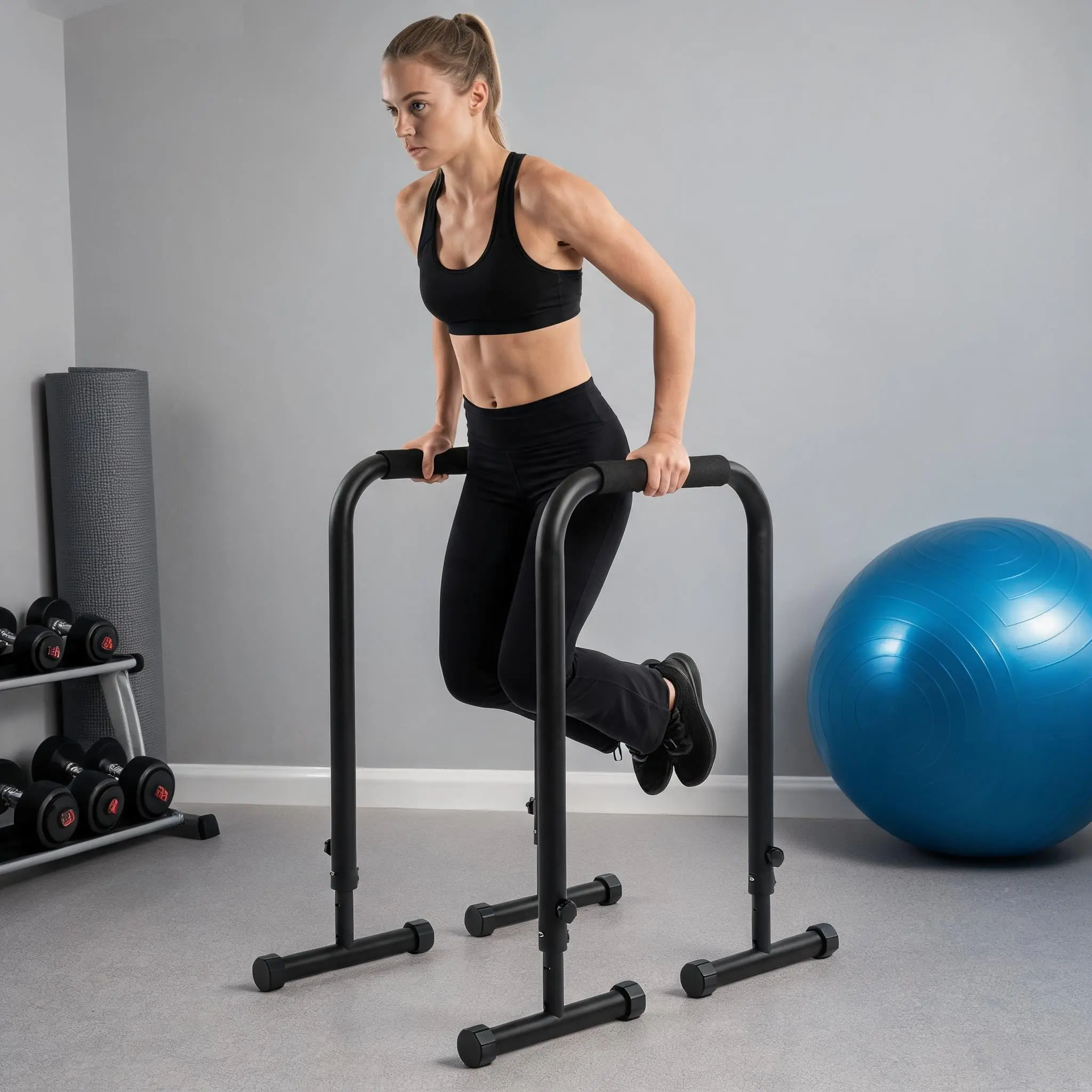 Unisex Adjustable Heavy Duty Dip Bars Station - 440LBS Capacity, Sturdy Frame, Compact Functional Portable Dip Stands for Home Gym Calisthenics Upper Body Workout Equipment