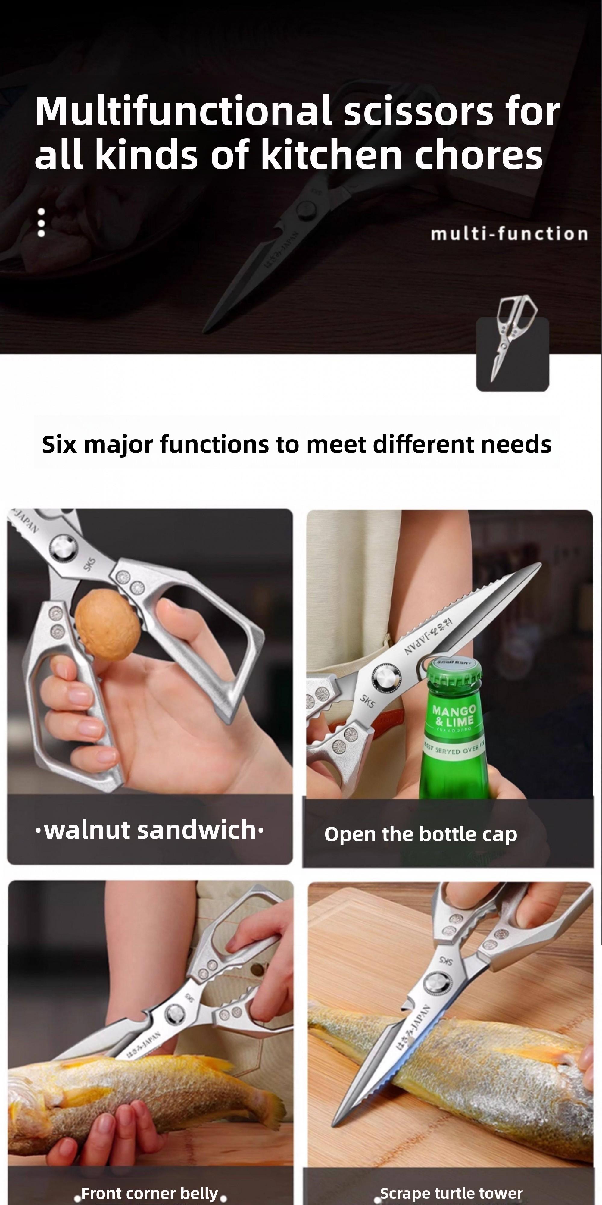 High-quality scissors Kitchen Scissors All Purpose - Stainless Steel Kitchen Shears, Sharp Silver Meat Scissors, Dishwasher Safe, Heavy Duty Poultry Shears, Japanese Cooking Scissors for Food, Chicken Bones, and Turkey – Perfect Father's Day Gift!