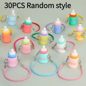 30PCS - Cute 3D Cartoon Resin Bottle Keychain Creative Cotton Doll Accessories Keyring Small Pendant