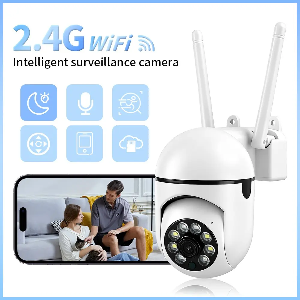 Plug-In Indoor Security Camera, 1080P HD WiFi Cam, 2.4GHz, 355° Pan Tilt, Color Night Vision, AI Human Detection, 2-Way Audio, 24/7 Recording, Smart Home Monitor for Baby Pet Elder