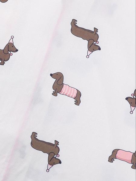 Women's All Over Dachshund Print Shirt & Elastic Waist Shorts Pyjama Two-piece Set, Casual Comfy Short Sleeve Collared Top & Shorts PJ Set, Ladies Sleepwear for All Seasons, Loungewear, Pajama Set, Pajamas