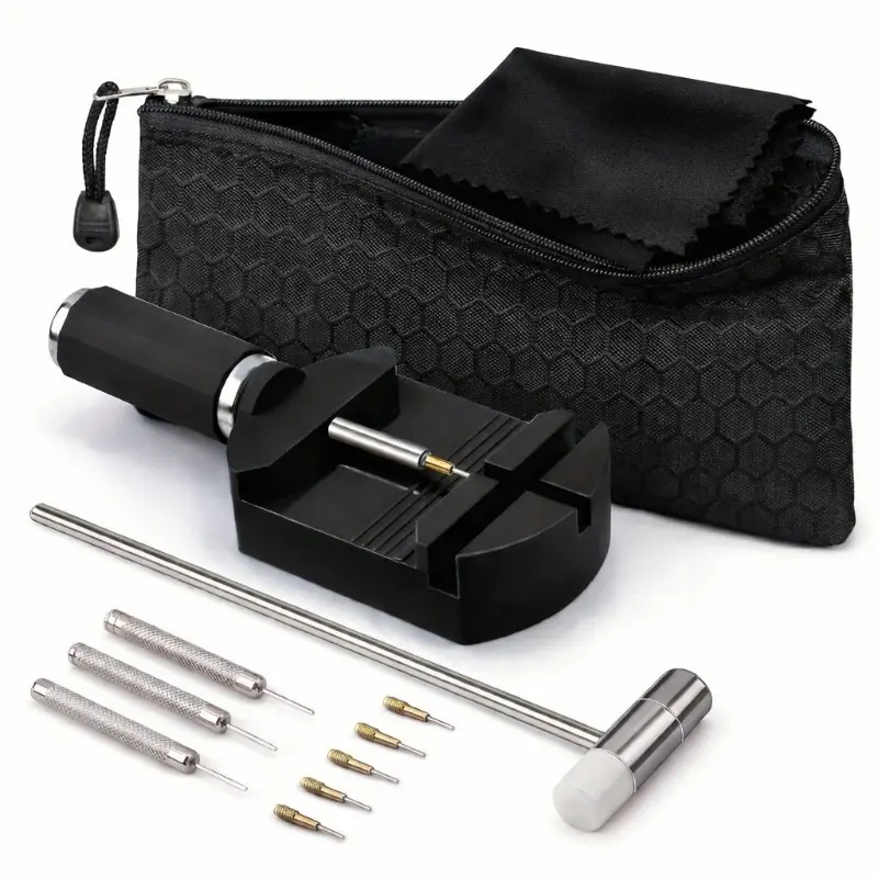 Complete Watch Repair Tool Set - Full-Functional Kit with Buckle, Size Adjuster, Strap Repair Tools & Kits for Mechanical/Quartz Watches, Stainless Steel Strap Battery Replacement