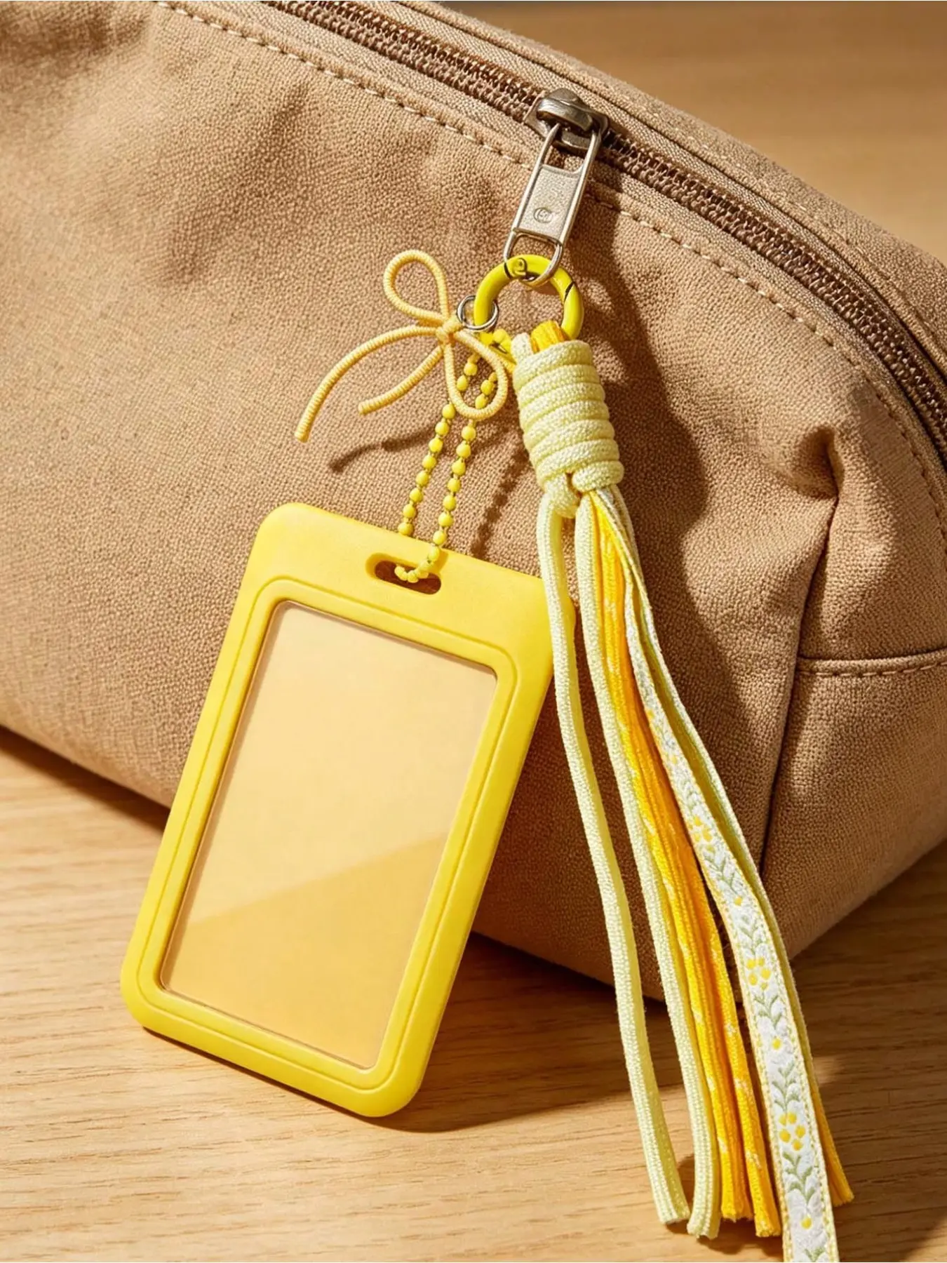 Ins Style ID Card Holder with Woven Lanyard & Keychain, Cute Bow K-POP Photocard Sleeve Retractable Badge Reel, Lovely Gift for Students Teachers Fans Back to School Birthday Wedding Party