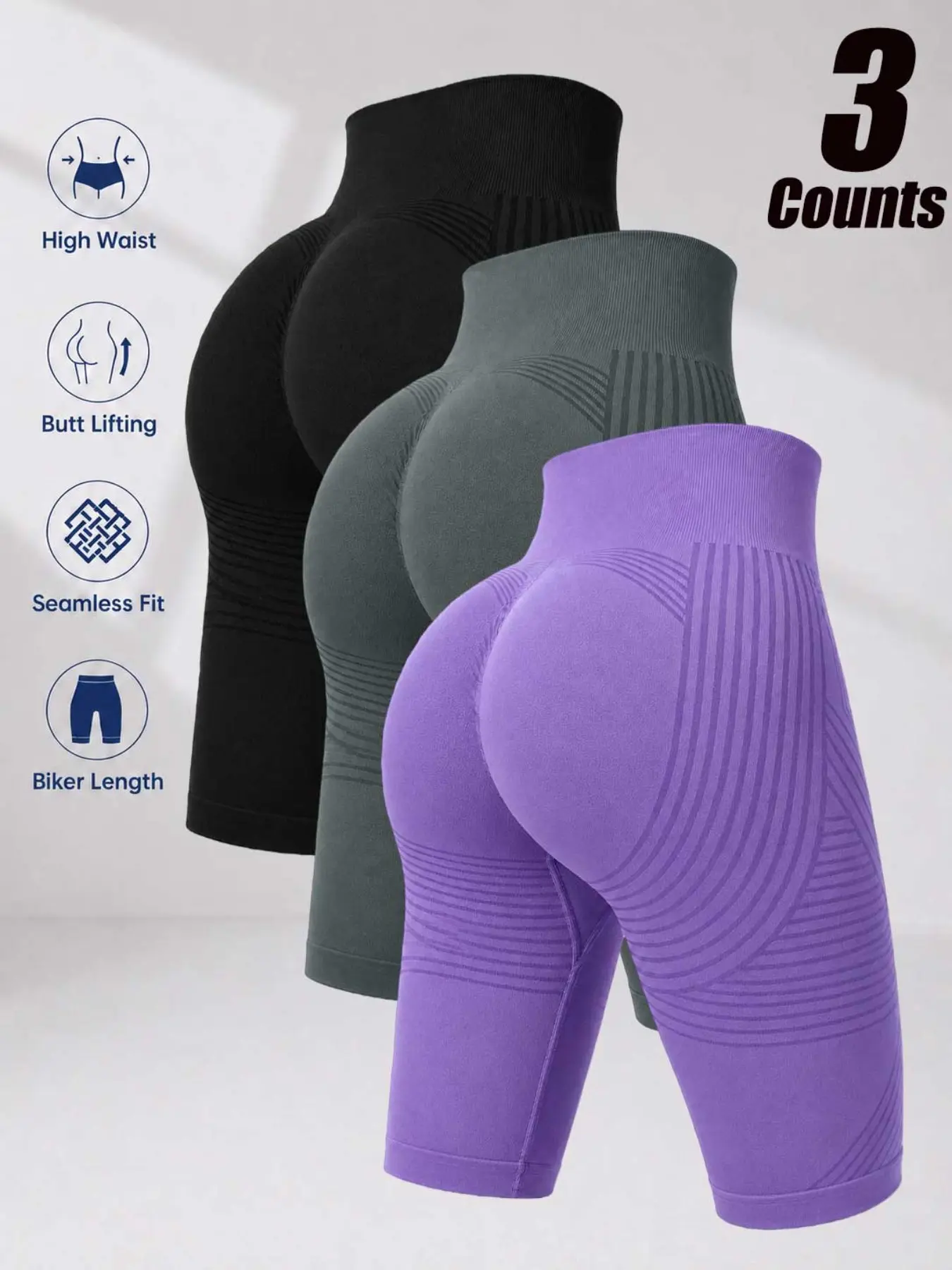 Women's Sporty Capri Pants, High Waist Seamless Cycling Shorts, Tight Fit Pilates Yoga Pants, Summer Workout Five-Quarter Pants