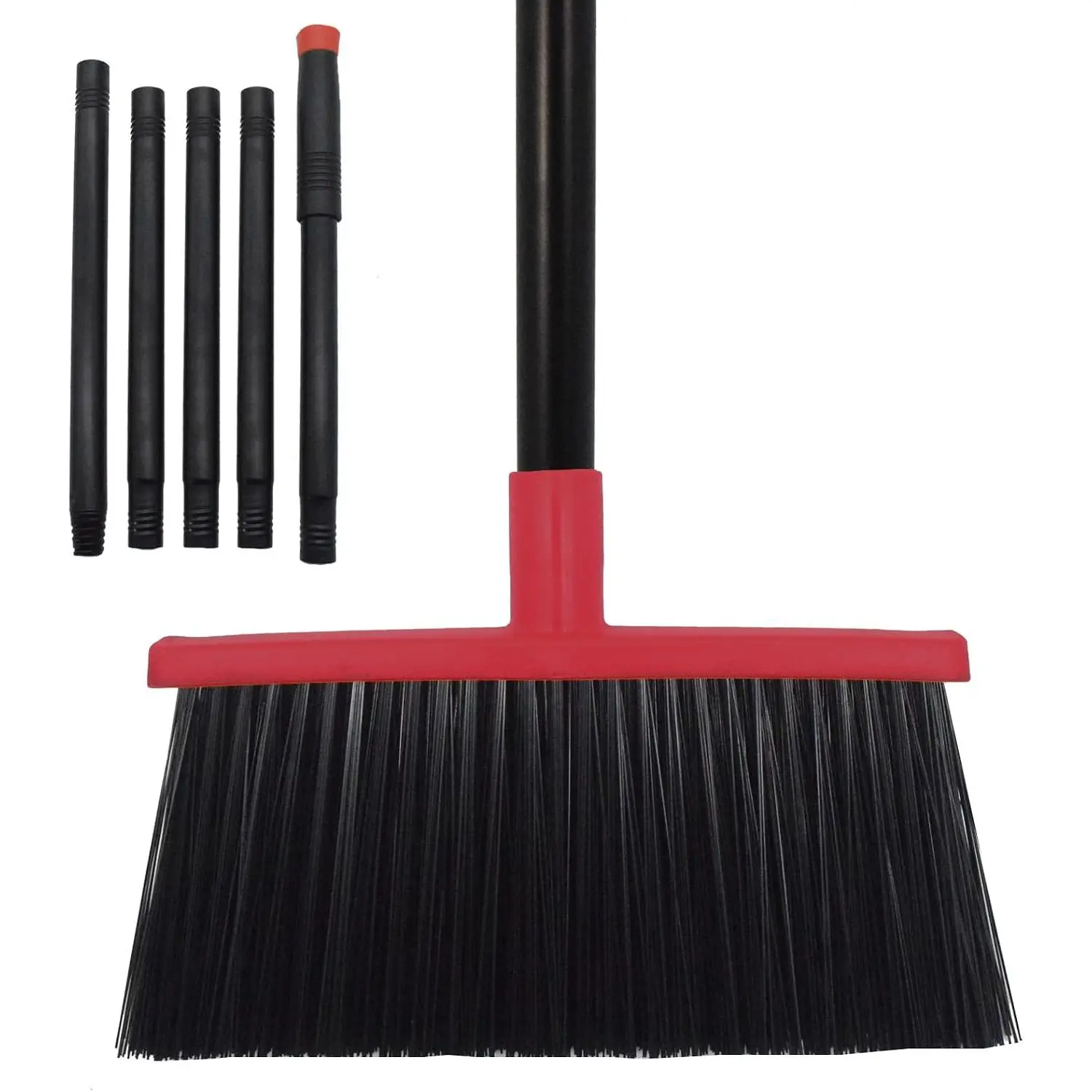 Heavy-Duty Adjustable Angle Broom with 56" Steel Handle - Ideal for , Garage, Kitchen, Bathroom, Office, and Outdoor Use - Durable & Efficient Cleaning Tool for Hard Floors (Red)