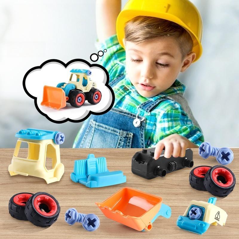 Engineering Vehicle Building Blocks Toy with Screwdriver, Detachable Parts Excavator Building Blocks, Educational Assembly Toy for Kids