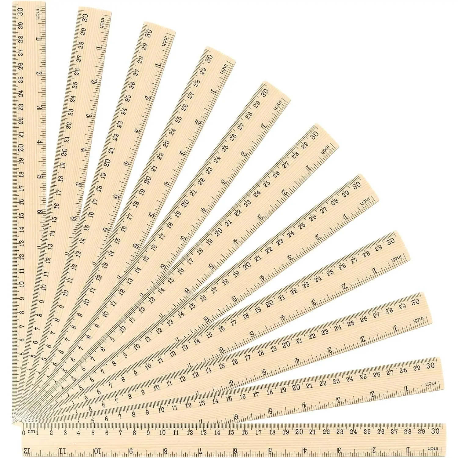 24 Pack Wooden Rulers, 12 Inch / 30cm Bulk, 2 Scale Measuring Rulers for Kids Students Office Classroom Back to School Supplies