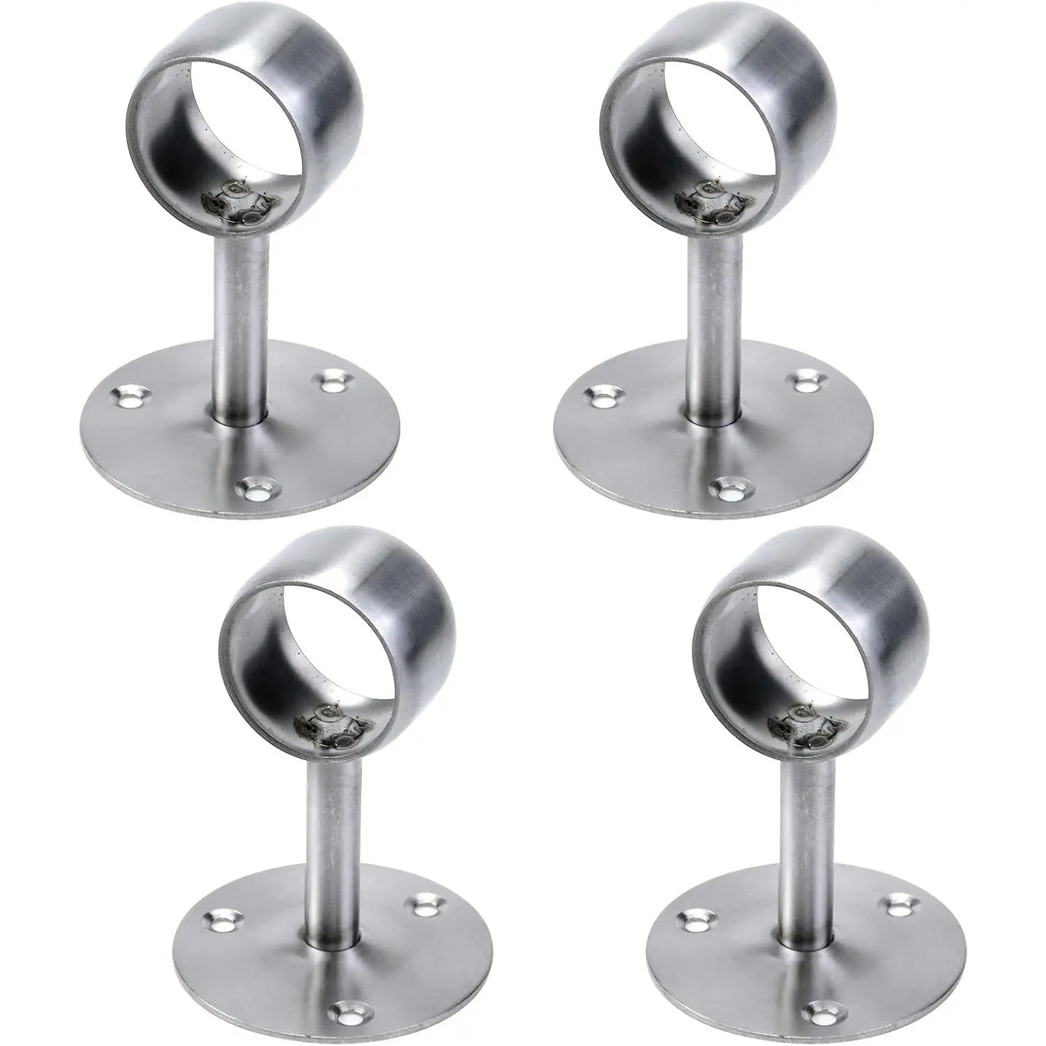 Antrader 4Pcs Rustproof Stainless Steel Curtain Rod Brackets, 1.5 in Round Diameter, Silver