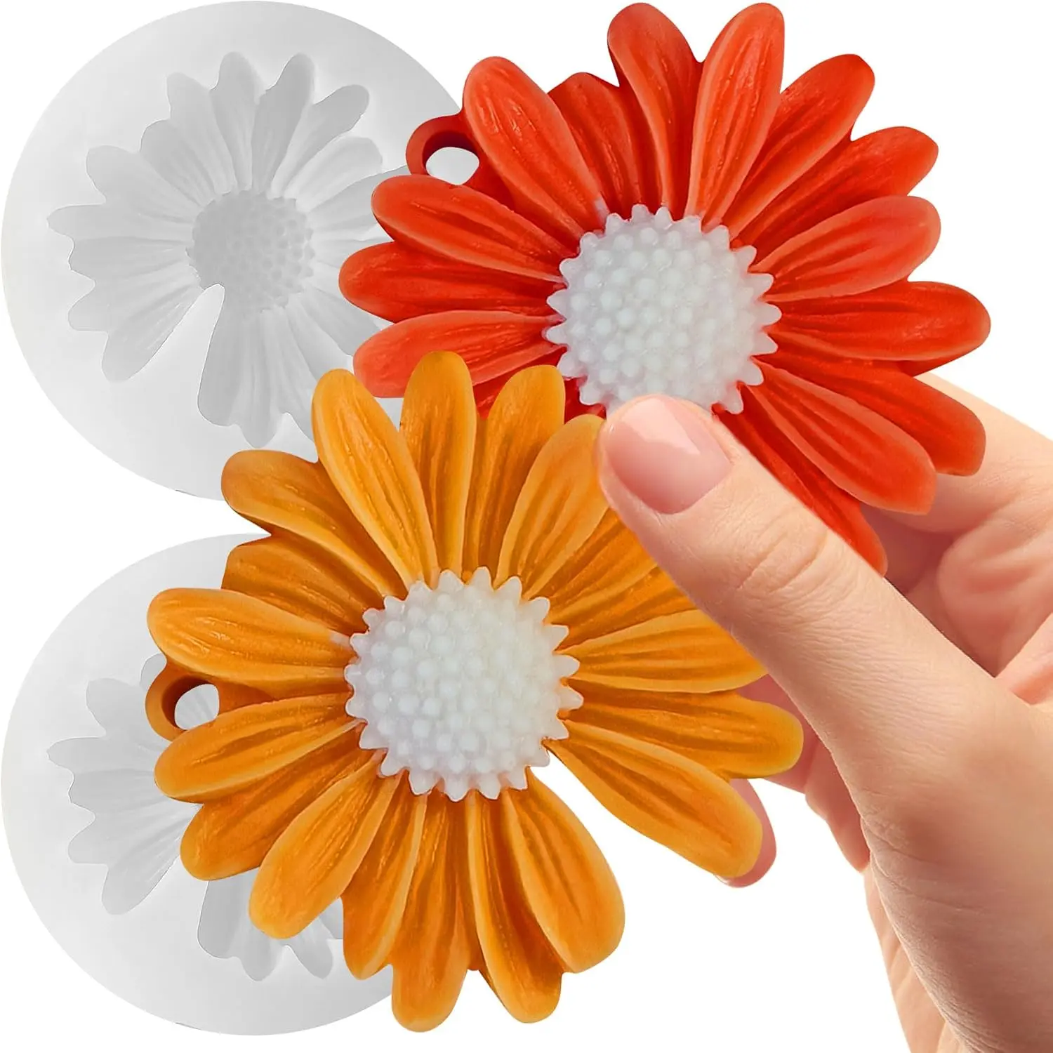 2 Pack Daisy Flower Pendant Mold -  Casting  Molds for  Decor & Candle Making Wave Spiral Mold