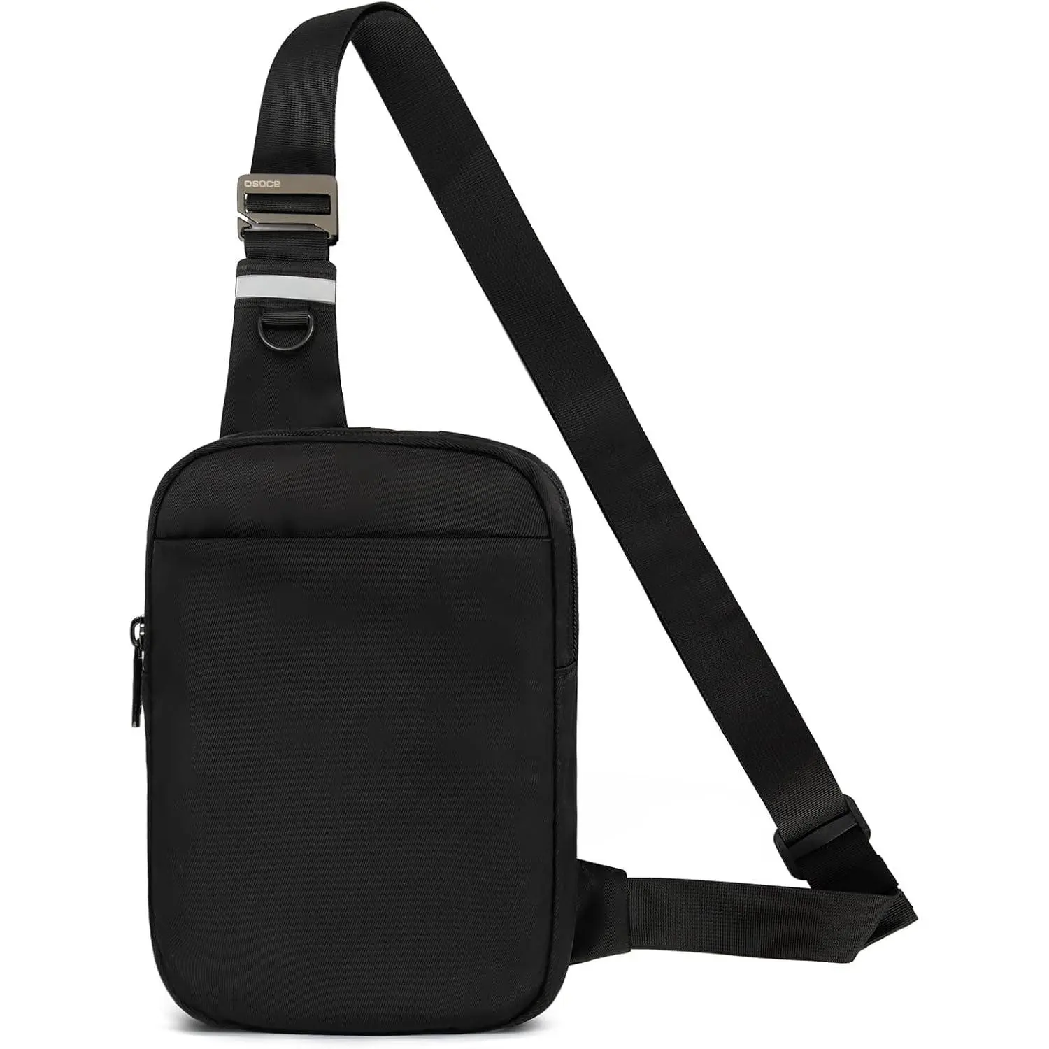 Sling Bag for Men, RFID Anti- Crossbody Bag, Black, 1.0S | Quick-Release Buckle, -Zipper  Pocket, Reflective Strips, Adjustable Strap, Suitable for Travel Commuting