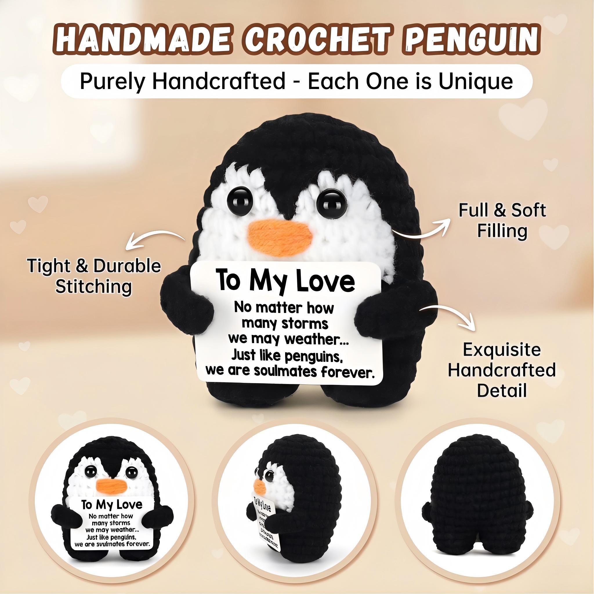 Handmade Emotional Support Penguin Plush Stuffed Animal,Exquisite Crochet Craft Soft Skin-Friendly,Christmas Presents Holiday Gifts,Birthday Gifts For Women Men Him Her,Teacher Appreciation Gifts,Desk Decor Bag Charm Baby Photo Props Party Decor
