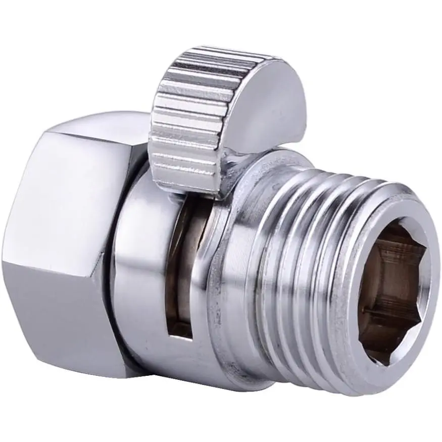 Brass Shower Head Shut Off Valve with Handle Lever, G1/2 Chrome Water Flow Control Regulator, Model K1140B-CH