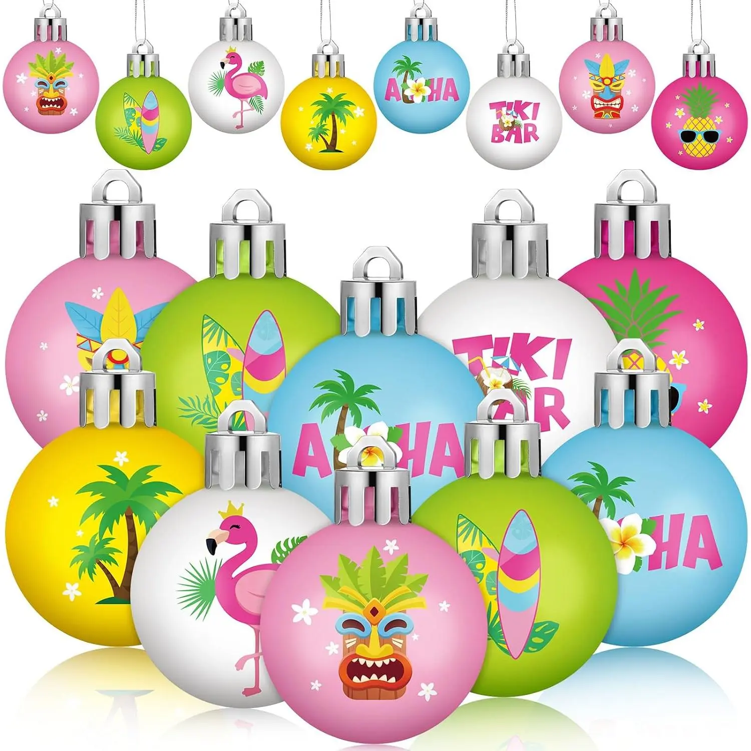 40 count Summer Tree Ornaments Mini Christmas in July  Tree Decorations 1.2 Inch Pastel  Surboard Pineapple Palm Beach Tropical Ball Ornaments for  Luau Holiday Supplies