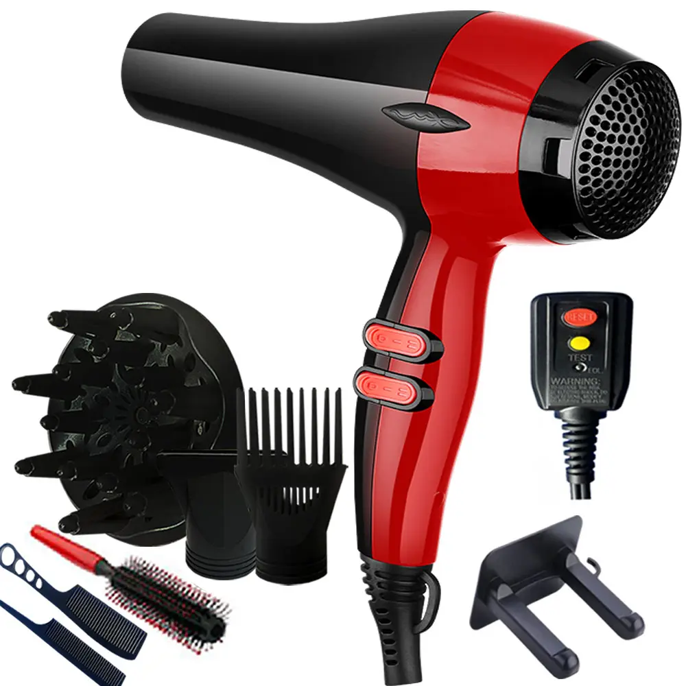 Home use hair dryer, high-power hot and cold air function, constant temperature hair dryer, hair care set, including a diffuser, 3 combs, 2 wind-concentrating nozzles, and a hanging rack.