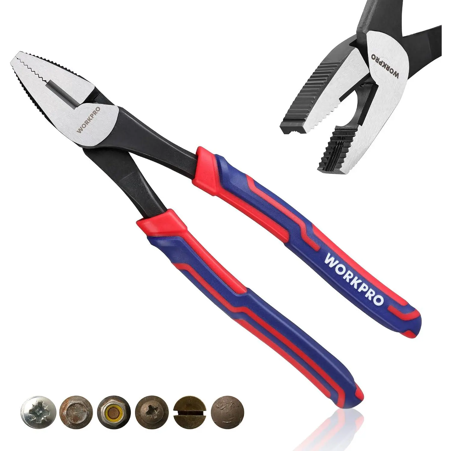 8" Linesman Screw Extractor Pliers(Combination Pliers) with Non-slip Jaws, Stripped Screw Remover Tool, Lineman Plier for Quickly Removal of Damaged or Rusted