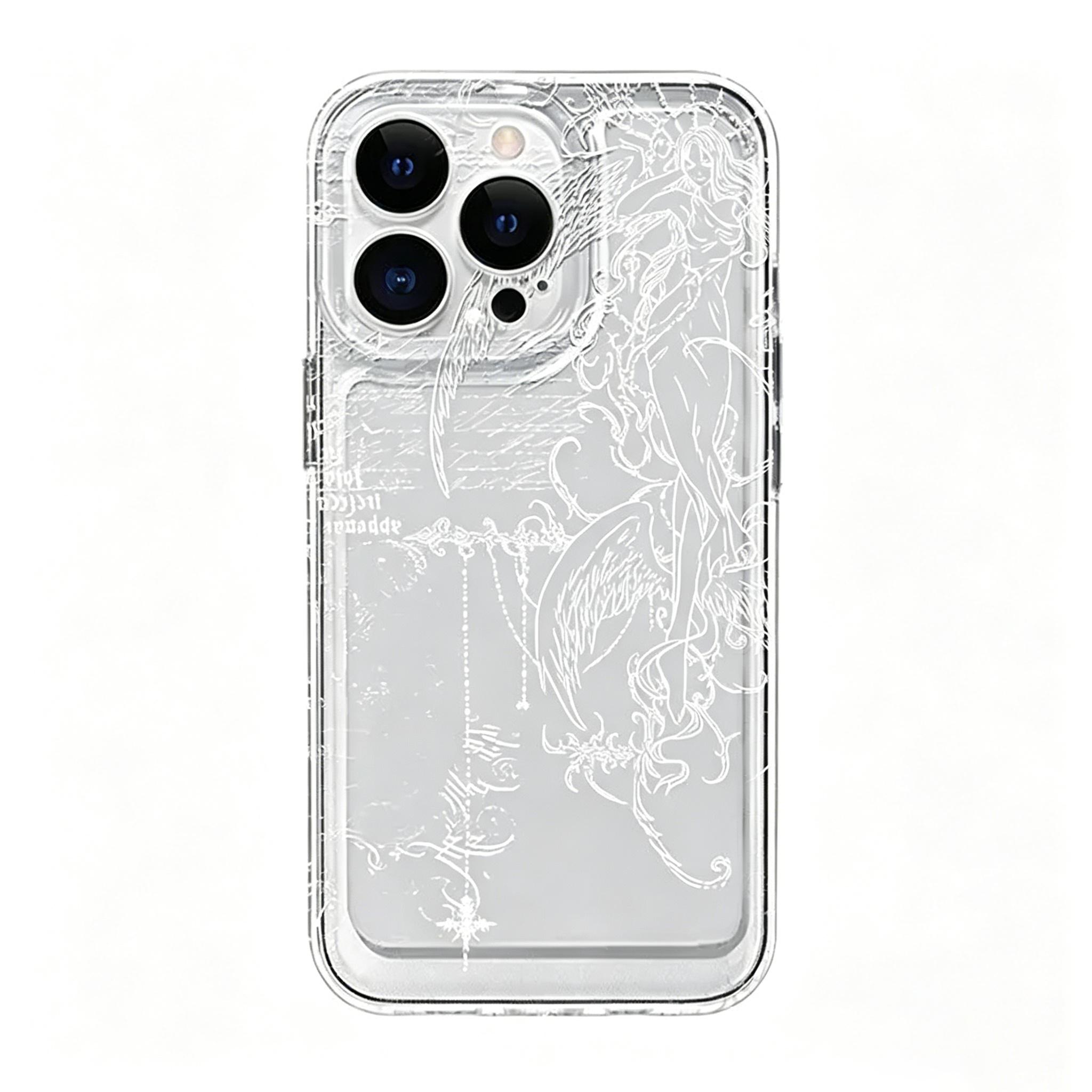 Transparent Shockproof Smartphone Cellphone Casing - Ins-Style Creative Full Coverage Anti-Fall Back Cover, Mobile Phone Accessories for iPhone 17/16/15/14/13/12 Pro Max Plus, Halloween/Birthday Gift with Stickers, Handheld
